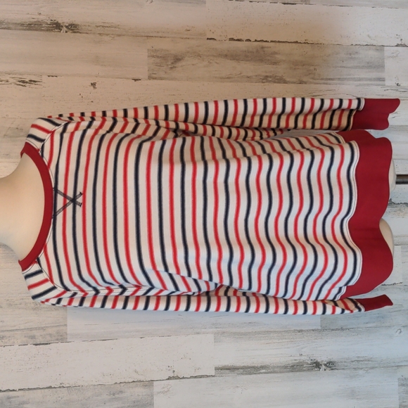 EDDIE BAUER Red White Blue Striped Crew Neck Sweatshirt 2XL Plus